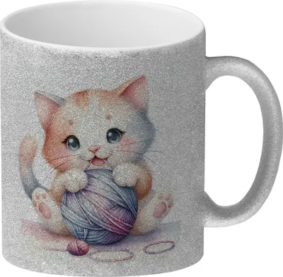 Produktbild von Katzentasse Glitzer-Kaffeebecher