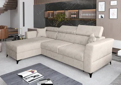 Produktbild von AX LIVING Ecksofa klein mit Schlaffunktion Ribella – 265 cm breit, Beige Links