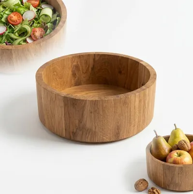 Obrázok produktu pre DREVENÁ MISKA z masívneho dubového dreva, 22,8 cm, na ovocie, šaláty a orechy, olejovaná