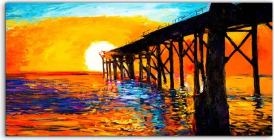 Produktbild von Coloray Spritzschutz aus Glas 100x50  Wandkunst Küchenrückwand Brücke Sonnenuntergang Sonne Himmel
