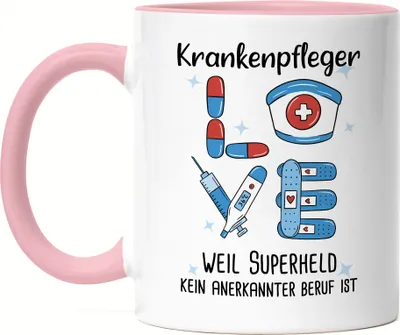 Produktbild von Ich Bin Krankenpfleger Weil Superheld Kein Anerkannter Job Ist Tasse Rosa Geschenk Danke Sagen