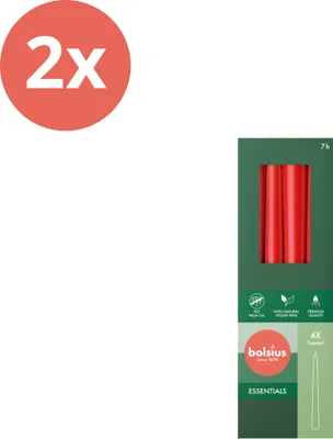 Obrázek produktu pro Bolsius - Gotické svíčky - 245/24 - 4 kusy v balení - Jemná červená - Cenově výhodné balení - 8 kusů - 2 balení