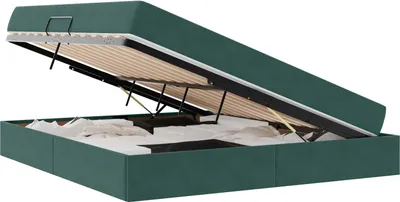 Image de vidaXL Lit de rangement avec matelas vert foncé 180 x 200 cm velours