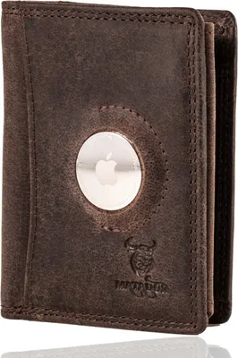 Produktbild von Slim Leder Geldbörse mit AirTag Fach RFID Schutz Münzfach Kartenetui kompaktes Herren Wallet mit Geschenkbox hochwertig und langlebig