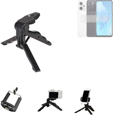 Produktbild von K-S-Trade Stativ Tisch-Ständer Dreibein Handy-Stativ Ständer kompatibel mit Oppo Reno9 A Mini-Stativ Smartphone Tripod Handy-Stativ aus Plastik