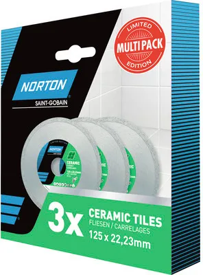 Produktbild von Norton Diamantscheiben-Set Keramik Ø 125x22,23 mm inkl. 3x Diamanttrennscheiben