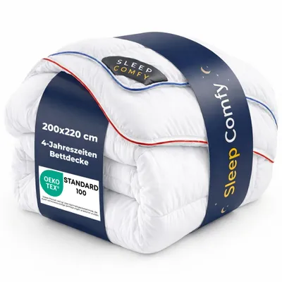 Produktbild von Sleep Comfy 4 Jahreszeiten Bettdecke 200x220 cm – Thermo Balance Duo Decke – Sommer & Winter kombinierbar – Atmungsaktiv & Allergikerfreundlich