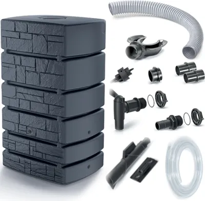 Produktbild von Set Turmstein 500L Regenwassertank + Anschlusskit für Regenwassertanks Icanset 1 + Icanset 5