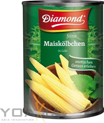 Produktbild von Diamond feine Maiskolben in Lake 425g / 225g Abtropfgewicht Maiskölbchen Baby Mais
