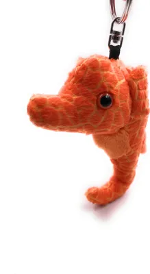 Produktbild von Onwomania Plüsch / Kuschel / Stoff Tier Schlüsselanhänger Seepferdchen orange Hippocampus 16 cm