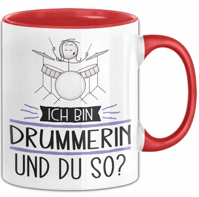 Produktbild von Drummerin Tasse Geschenk Ich Bin Drummerin Und Du So Geschenkidee Lustiger Spruch Becher (Rot)