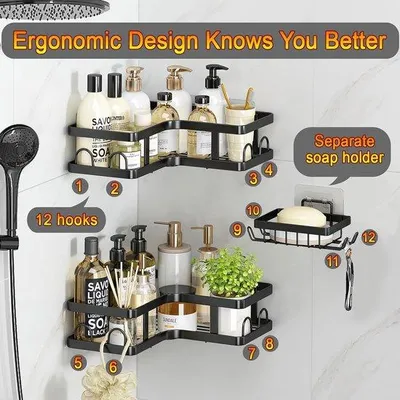 Produktbild von Famanu Duschregal Wandregal Badezimmer Organizer - 3er Set