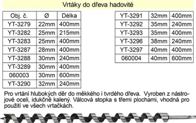 Produktbild von Schlangenförmige Holzbohrer getrennt 40x600mm