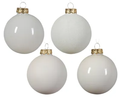 Productafbeelding van Kerstballen mix glas d7 cm wolwit 42 stuks kerst Decoris