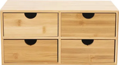 Produktbild von Schreibtisch-Organizer - Schubladenbox - 4 Schubladen - Holz - 33×19×16 cm - Für Büro und Klassenzimmer - Khaki