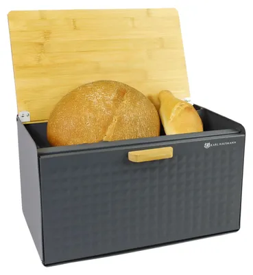 Produktbild von Brotkasten Brotbehälter VINTO Brotbox Brot Aufbewahrung Box Kiste Stahl Grau