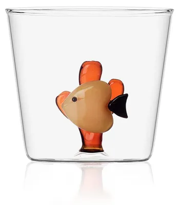Tumbler mit Fischmuster, 350 ml, Borosilikatglas