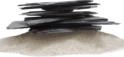 Produktbild von Aquarium Natursteine Schieferplatten Deko schwarz grau 1 Stück 1,4-2,0 kg Nr.50