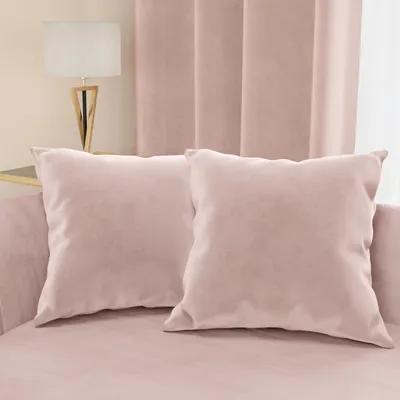 Zdjęcie produktu dla Zestaw 2 poszewek na poduszki z aksamitu 40 x 40 cm w kolorze pudrowym