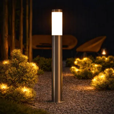 Produktbild von LUMILED Standleuchte Außen 65cm Pollerleuchte IP44 Edelstahl E27 Gartenleuchte Silber Stehleuchte Wegeleuchte Außenleuchte Stehlampe Außenstehleuchte