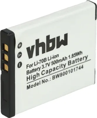 Produktbild von vhbw 1x Akku Ersatz für Olympus Li70B, Li-70B für Kamera (500 mAh, 3,6 V, Li-Ion)