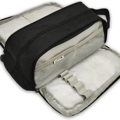Image de Trousse à crayons noire - Grande trousse à 3 compartiments pour stylos - Bureau et école - Trousse pour adolescents et adultes