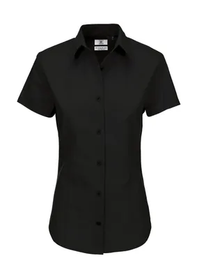 Produktbild von B&C Damen Business Bluse Oberteil T-Shirt Longsleeve Shirt kurzarm, Größe:XS, Farbe:Schwarz