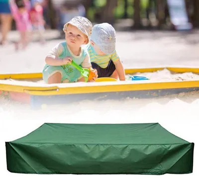 Produktbild von Sandkastenplane 120 x 120 cm, wasserdichte Schutzhülle mit 70 Prozent UV-Schutz aus 210D Oxford, Sandkastenabdeckung mit Kordelzug, Grün, für Sandkästen