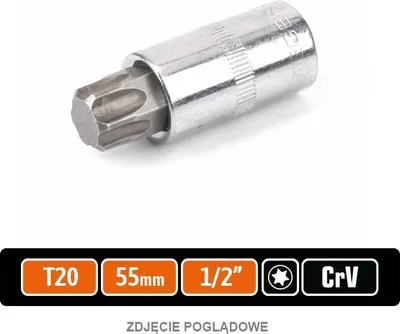 Image de clé à douille 1/2" avec embout TORX 55 mm/T20 / TEGER