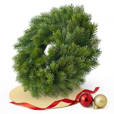 Image de Couronne de sapin vert artificielle en plastique moulé par injection - 33 cm - Couronne de l'Avent avec pointes de sapin naturelles