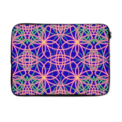 Produktbild von MuchoWow® Laptop Hülle 14 ZollBlumen - Neon - Muster Laptoptasche - Laptoptasche - Stoßsicher - Schutzhaube