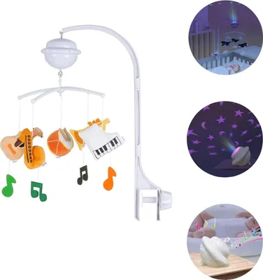 Produktbild von Chipolino Musikmobile Bluetooth-Funktion Projektor Plschfiguren Universalklemme orange