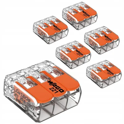 Produktbild von Wago 221-413 Verbindungsklemme Draht Litze 3x 0,14-4 mm² Verbindungsklemme mit Hebel, Schnellverbinder, 5 Stück