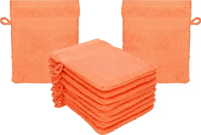 Produktbild von Betz 10 Stück Waschhandschuhe 16x21 cm PREMIUM 100% Baumwolle  Farbe: blutorange