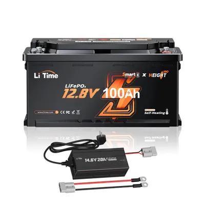 Produktbild von 12V 100Ah LiFePO4 H190 Bluetooth, Heizung Batterie 200A mit 14,6V 20A Ladegerät