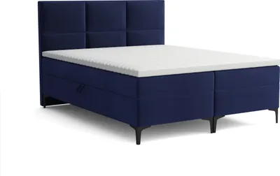Produktbild von Emoebel24 Boxspringbett mit Topper und 2 Bettkasten, Polsterbett, Doppelbett  140x200 cm Hooby Dunkelblau