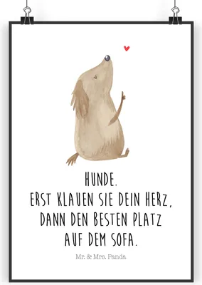 Produktbild von Mr. & Mrs. Panda Bild Hund Liebe DIN A3 - Weiß - Geschenk, Wanddekoration, Plakat, drucke, Herz, Hunde, wanddeko, Sprüche, Wandbild