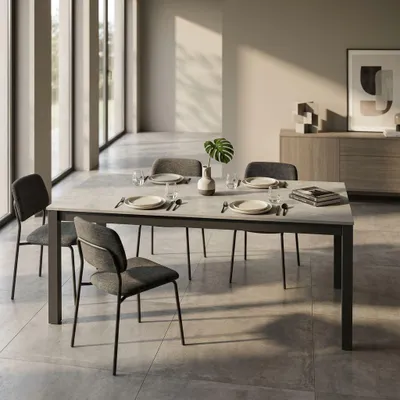 Immagine prodotto di Milani Home - tavolo da pranzo allungabile 120/140/160-170/200 x 80 cm, cemento, metallo