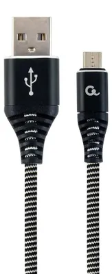 Obrázok produktu pre Gembird CC-USB2B-AMMBM-1M-BW, 1 m, Micro-USB B, USB A, USB 2.0, 0,48 Gbit/s, Čierna, Biela