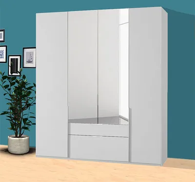Image de Armoire Wimex pour chambre à coucher « New York » blanche, 180 cm, avec miroir