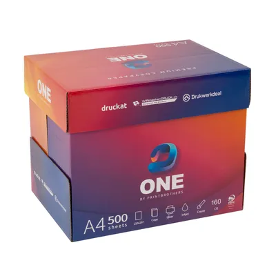 Produktbild von ONE Druckerpapier & Kopierpapier DIN A4 weiß - 2.500 Blatt - für Laser- & Tintenstrahldrucker, Büro Home Office - by PrintBrothers - PEFC-Zertifikat