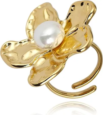 Produktbild von ECARLA vergoldeter Ring aus Chirurgenstahl, verstellbar PST936