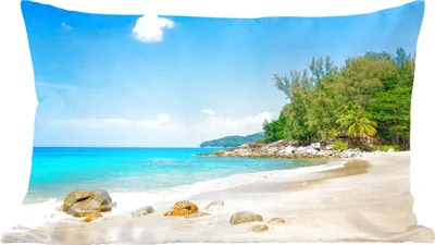 Produktbild von MuchoWow® Zierkissen Sofakissen Wohnzimmer Dekokissen 60x40 cm Strand - Meer - Pflanzen - Tropisch - Kopfkissen - Polster mit Foto