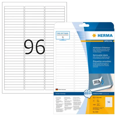 Produktbild von Etiketten A4 weiß 63,5x8,5 mm Movables/ablösbar Papier matt 2400 St.