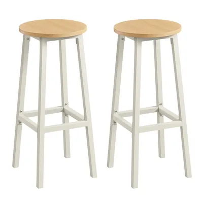 Two bar stools are shown against a white background.