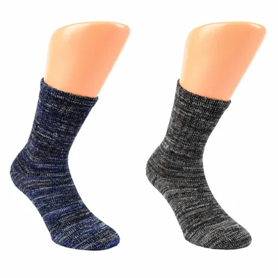 Produktbild von Bambus Viskose Socken warm Herbst Winter meliert Gr. 35-38 Schwarz/Blau 2 Paar