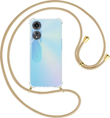 Produktbild von Handykette Backcover-Schutzhülle mit Band (Metall goldfarben) für Oppo A58 5G, Oppo A78 5G (6.56'') - caramel