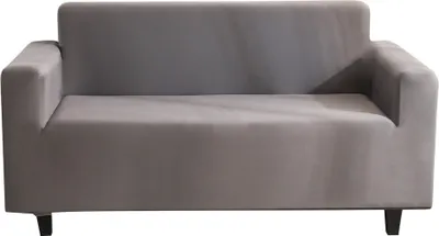 Obrázok produktu pre Šedá rozťahovacia pohovka Slipcover pre 2 sedadlá - polyesterová tkanina Nekĺzavý mäkký poťah pohovky, umývateľná ochrana nábytku