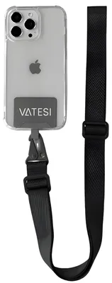 Productafbeelding van Telefoonkoord Universeel - Telefoonketting - Telefoon Riem Verstelbaar - 140 CM - Zwart
