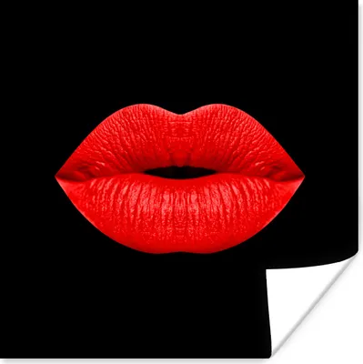 Produktbild von MuchoWow® Poster Lippen - Rot - Schwarz 50x50 cm - Wohnzimmerdekoration